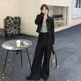 黑色韩范干练气质通勤工装套装裤女2025秋季新款外套阔腿裤两件套，女装套装/套裙，浙宝183