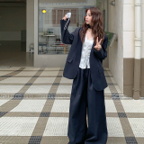 183-6803P235K328休闲阔腿裤蕾丝衬衫飘带西装三件套，女装套装/套裙，浙宝183