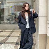 183-6803P235K328休闲阔腿裤蕾丝衬衫飘带西装三件套，女装套装/套裙，浙宝183