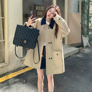 183-6805P175K258撞色拼接廓形设计感风衣外套，女装风衣，浙宝183