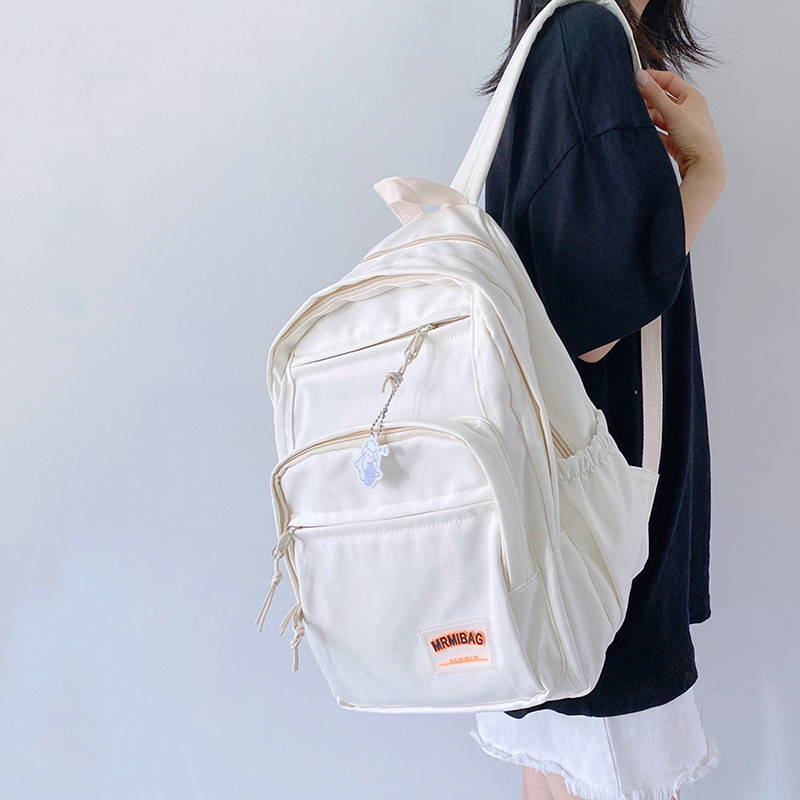 脸蛋多层书包女初中生高中生小学生大学背包简约大容量双肩包