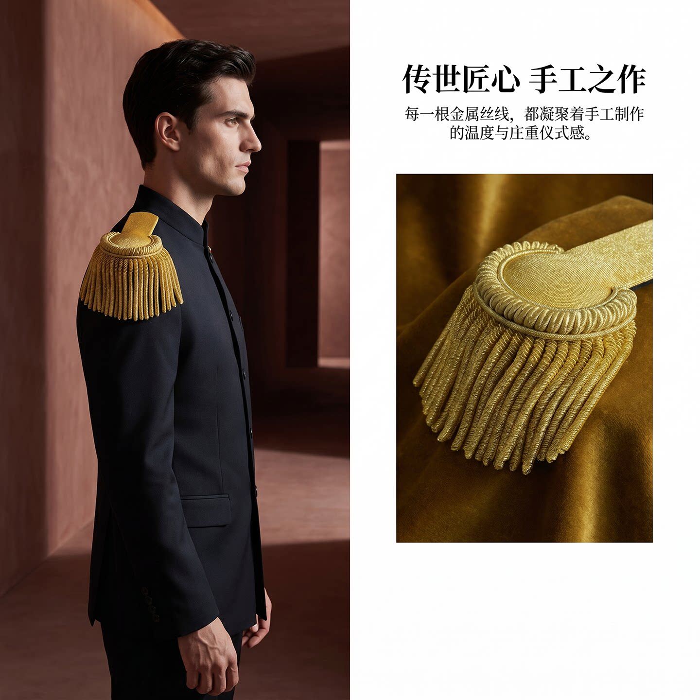 手工铜丝金属丝皇家肩章 礼服肩饰迎宾服表演服舞台服装影视道具