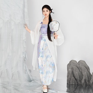 新中式薄纱宋制汉服国风半身裙长款女夏小个子清新日常吊带连衣裙