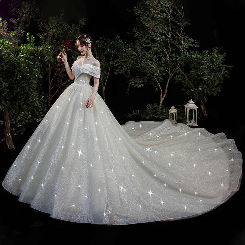 Summer starry sky for bride, french style, open shoulders Summer starry sky for bride, french style, open shoulders