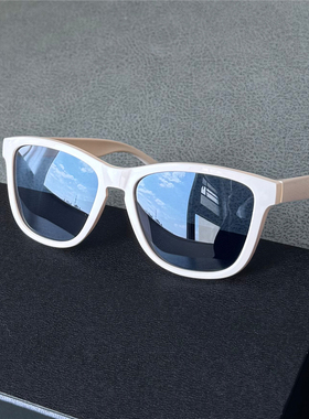 浅色墨镜小清新男女户外运动跑步登山骑行偏光太阳镜白色墨镜蓝片