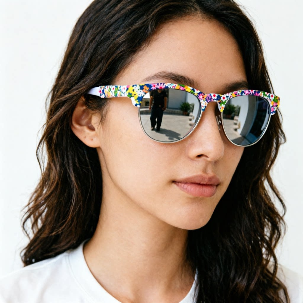 时尚碎花清新太阳眼镜女士小脸遮阳墨镜度假拍照防紫外线女款反光