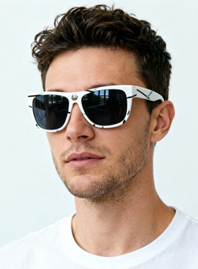 外贸出口男士白色太阳镜女士方形墨镜女款防紫外线时尚女防晒眼镜