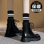 黑色袜子女中筒女袜2025新款 秋冬袜加绒加厚棉袜马丁靴配 袜子潮