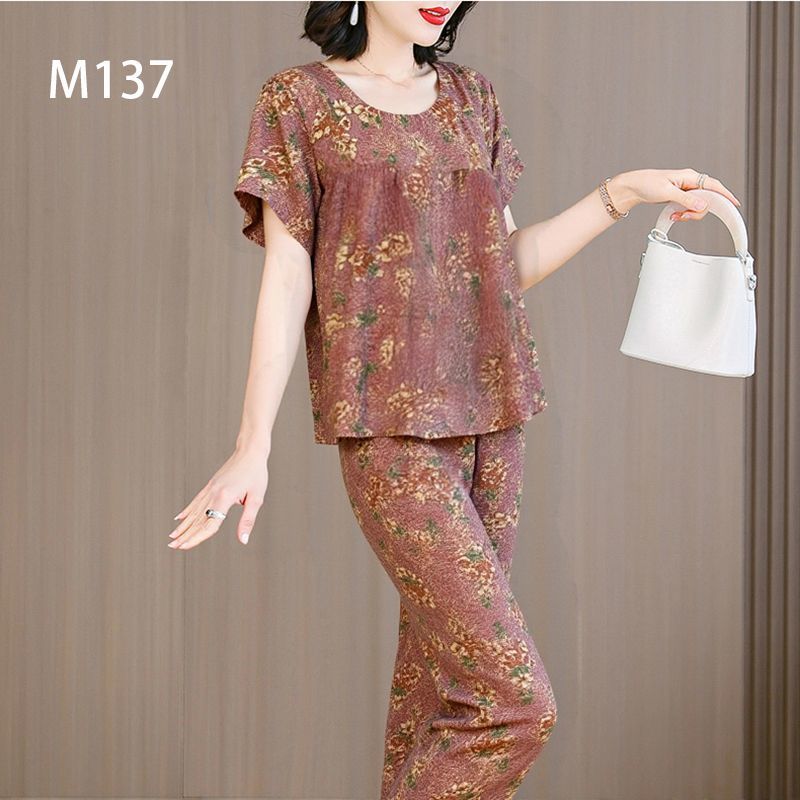 2025新款妈妈装清爽女夏季两件套宽松套装休闲运动家居服高级感潮