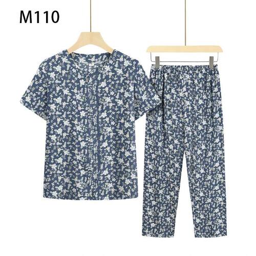 中老年新款洋气套装夏季奶奶装60岁短袖两件套大码宽松清凉家居服