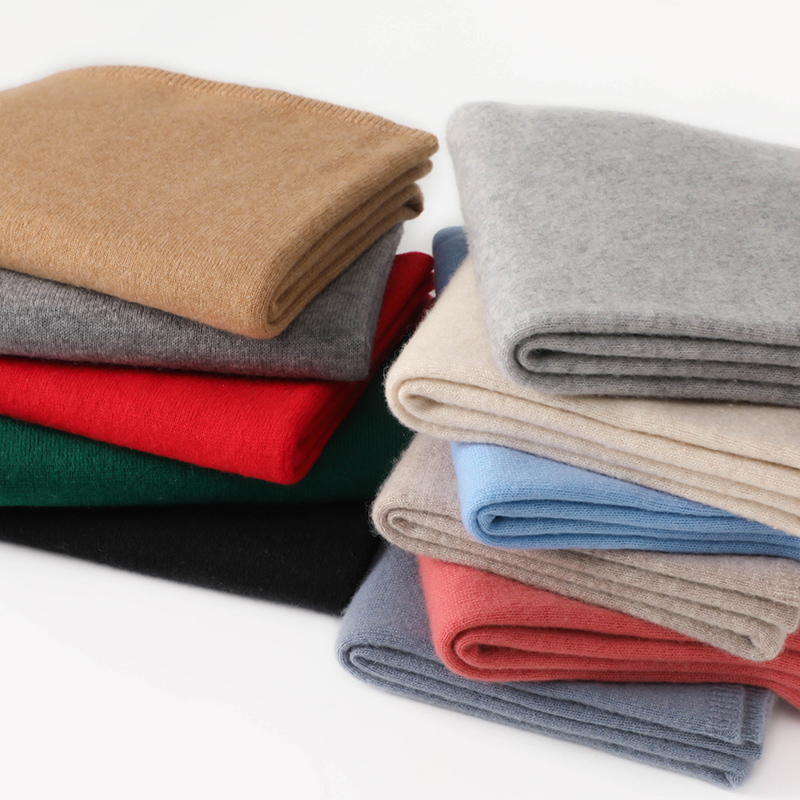 秋冬季男女两用平面纯色长款羊绒围巾柔软糯保暖围脖时尚针织披肩