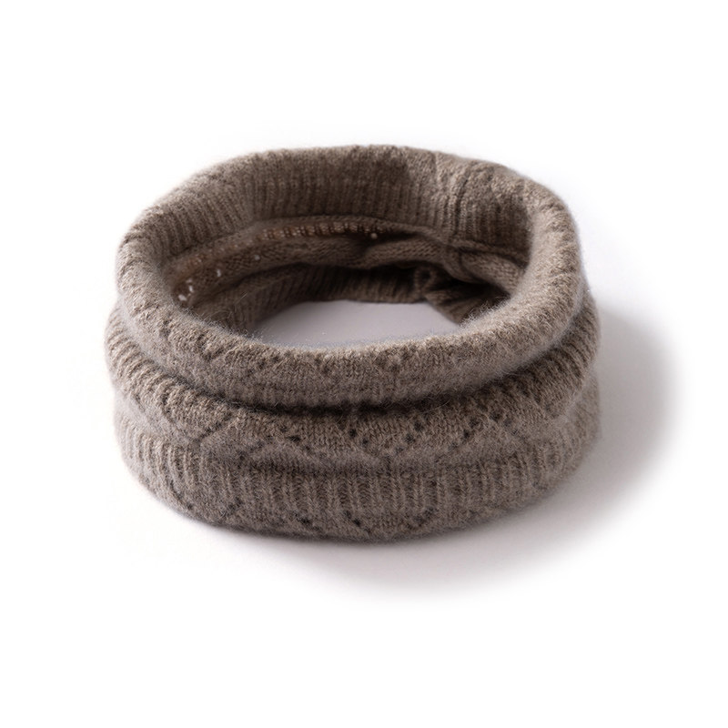 纯山羊绒保暖脖套女提花套头围巾