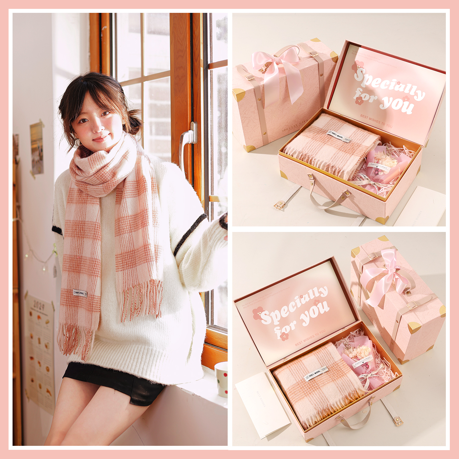 生日礼物女生高级感羊毛围巾礼盒