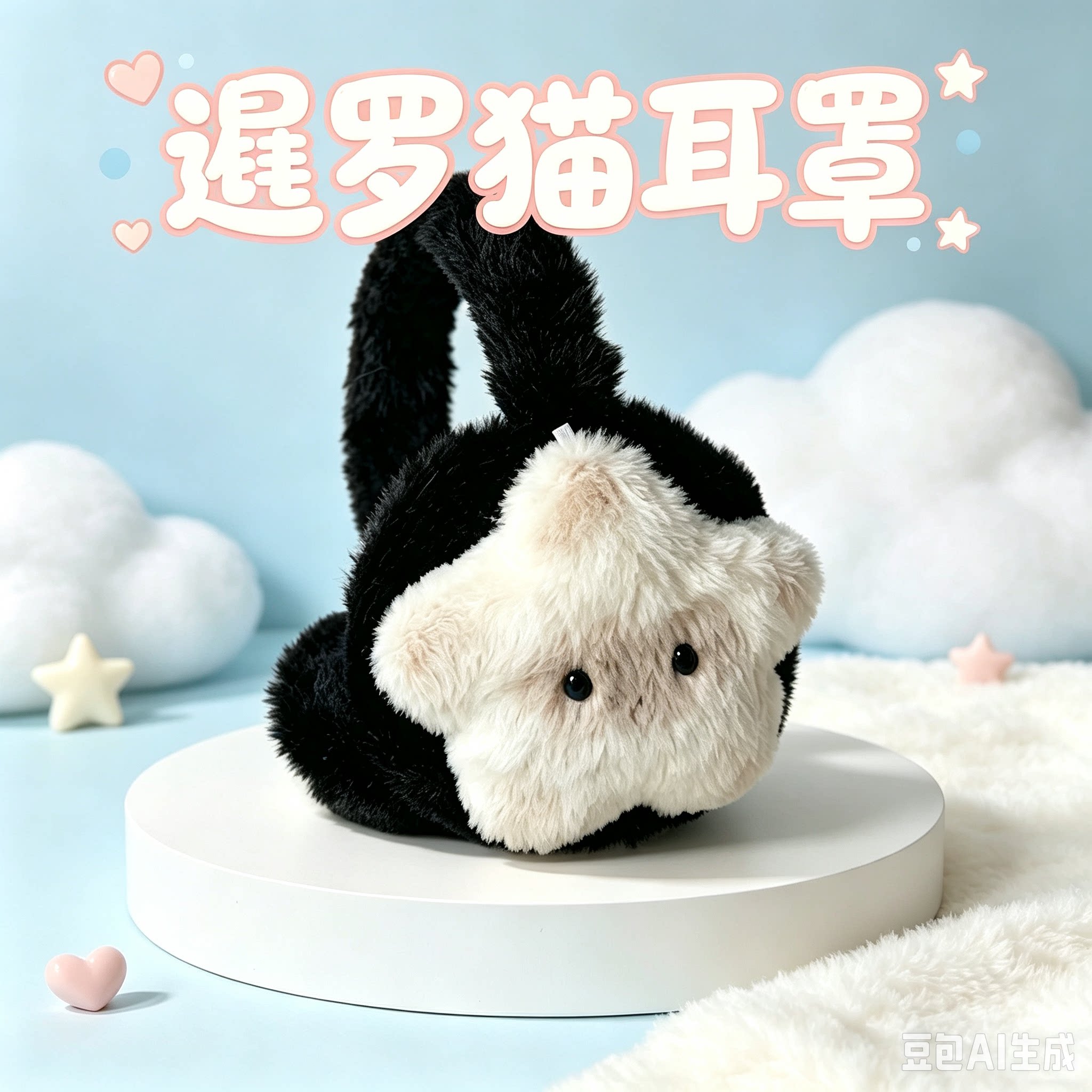 星星暹罗毛绒保暖防冻耳套