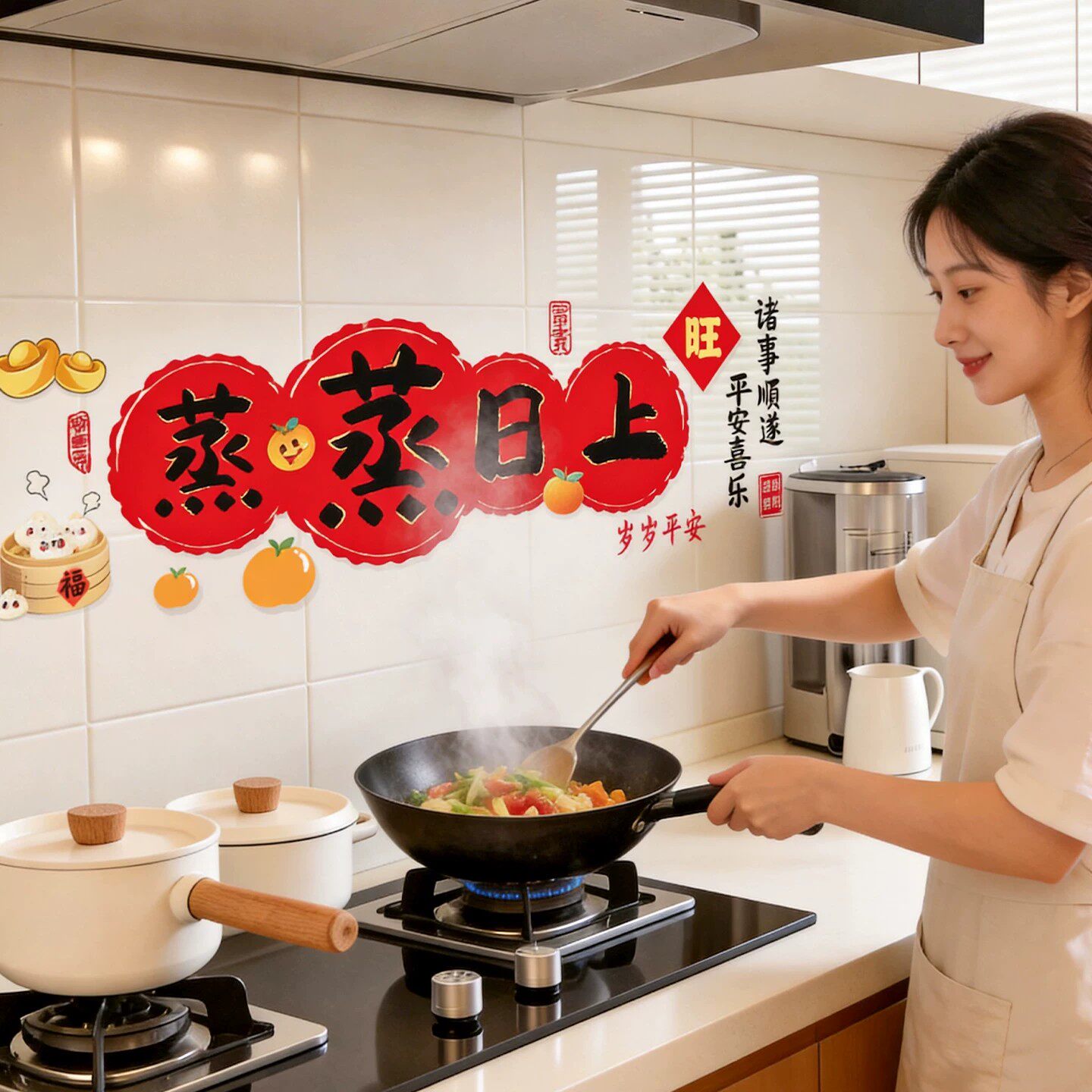 乔迁入宅蒸蒸日上窗花贴纸全套
