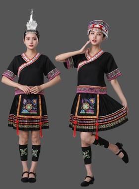 瑶族仫佬族服装服饰女舞蹈演出基诺族土家族广西三月三56民族服装