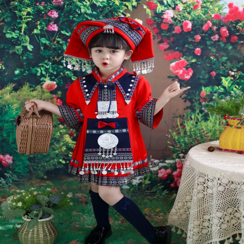 娇诗若连衣裙春季儿童壮族三月三