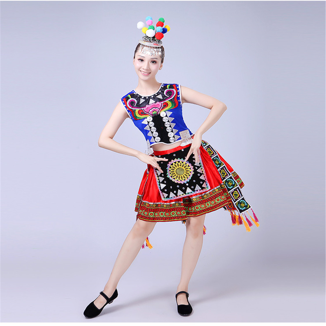 新款名族原创加大山花烂漫表演服