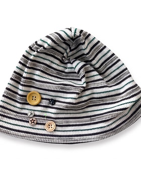 Amalga mation* Knitted hat 手缝意式纽扣棉羊毛混纺针织帽