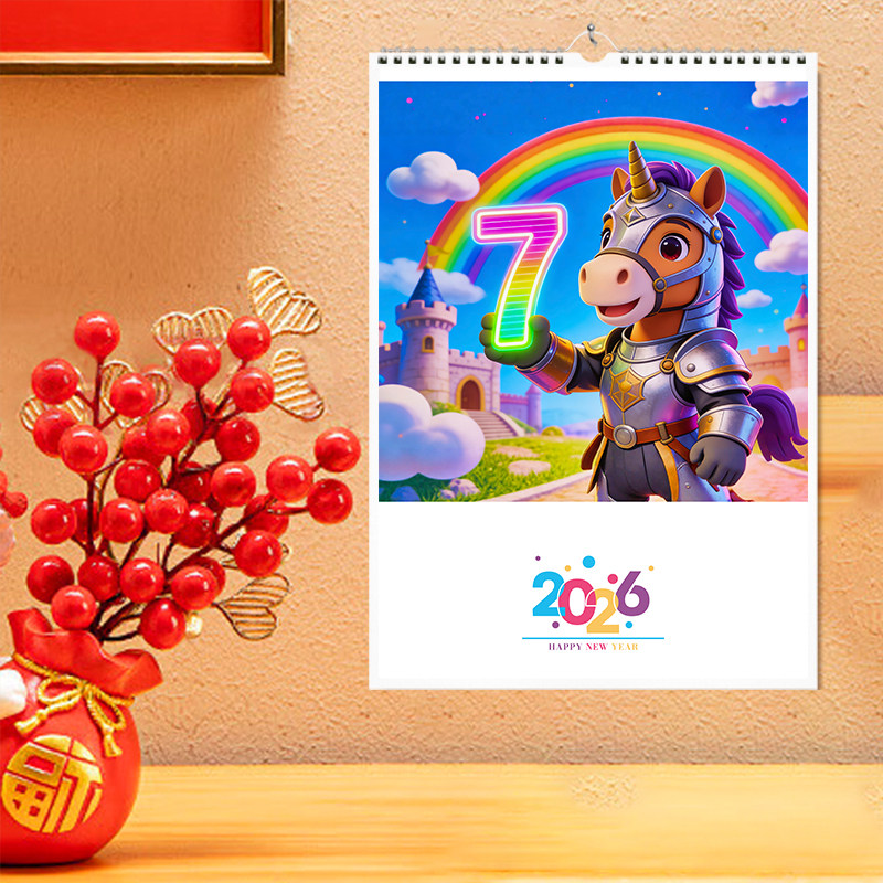 2026年挂历哈佛生肖月历创意简约风家用格子日历月历印刷高档