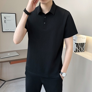 休闲棉麻T恤净版 夏季 薄款 领冰丝高端上衣 衬衫 Polo衫 亚麻短袖 男款