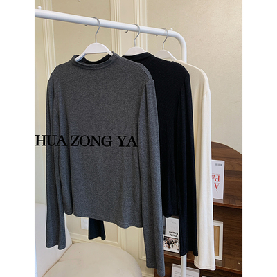 花总吖 秋冬款基础耐穿半高领打底衫经典百搭色弹力修身长袖上衣