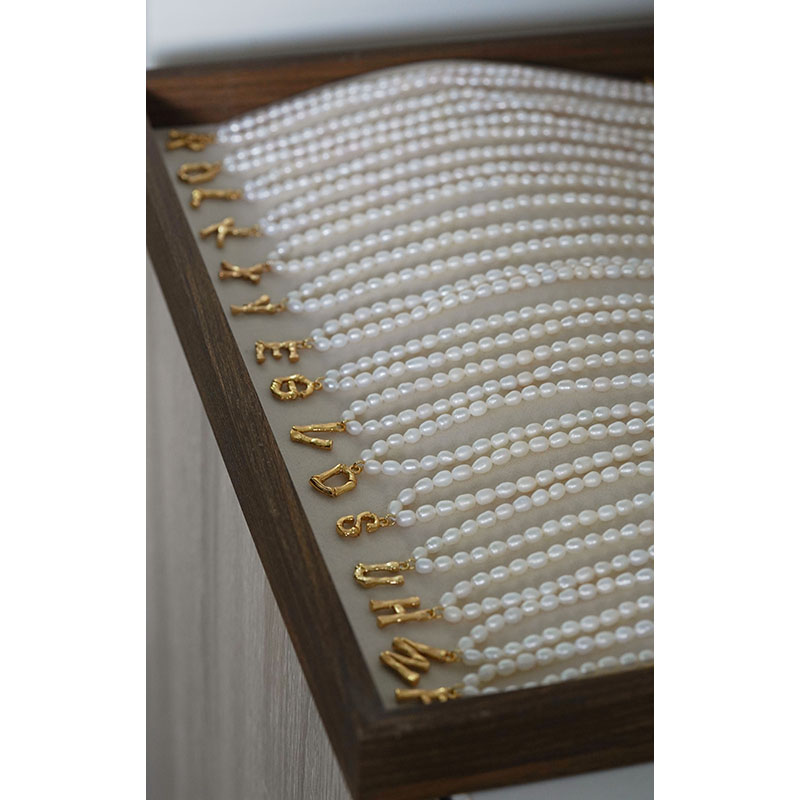 复古法式字母珍珠锁骨链