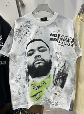 2025秋冬新款Hellstar潮牌复古logo地狱之星印花男女情侣宽松T恤