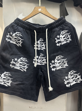 2025夏季Hellstar 地狱之星 洗水泼墨做旧休闲运动宽松短裤五分裤