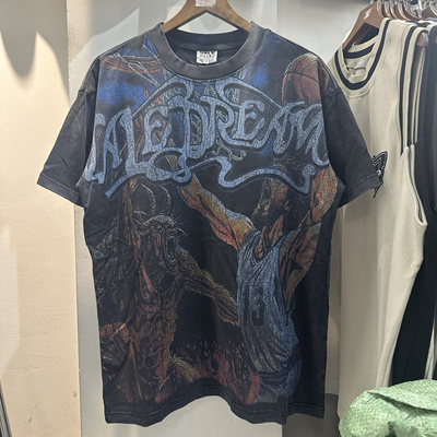 2025夏季新款美式潮牌VALE复古印花男士宽松洗水做旧嘻哈短袖T恤