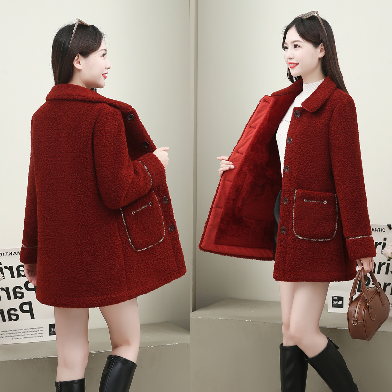 无品牌中长款加绒加厚大口袋