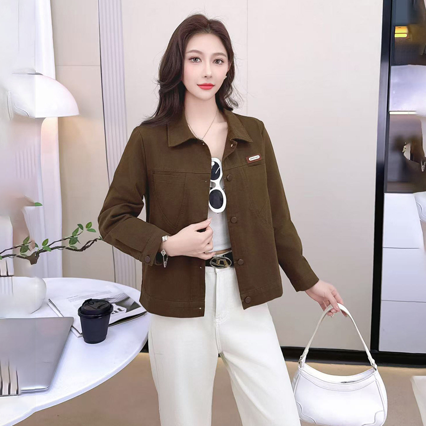 短款牛仔外套女2025春秋新款中年妈妈宽松显瘦休闲百搭夹克上衣