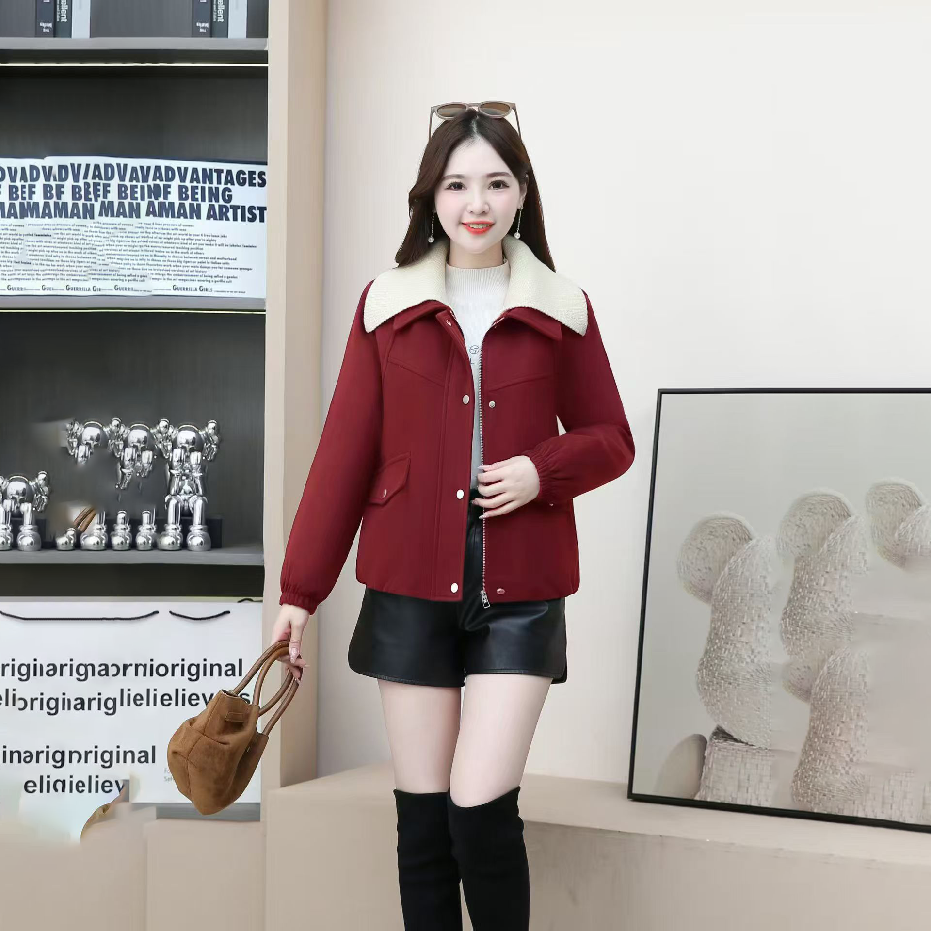 2025冬季新款韩版大翻领短款棉服女加绒加厚保暖显瘦洋气修身外套