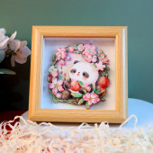 可爱熊猫雕画纪念品升学祝福送朋友同学祝福礼品礼物家居装 饰摆件