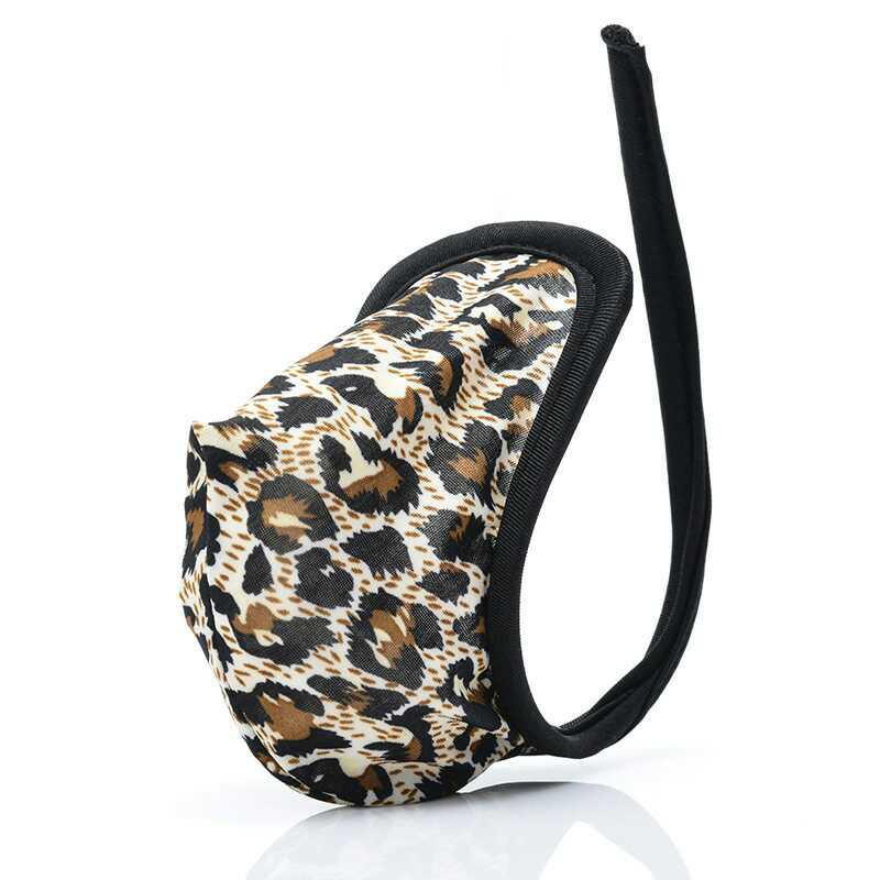 夜店潮流男士时尚前卫豹纹c字裤性感囊袋透明丁字裤t个性无痕u型