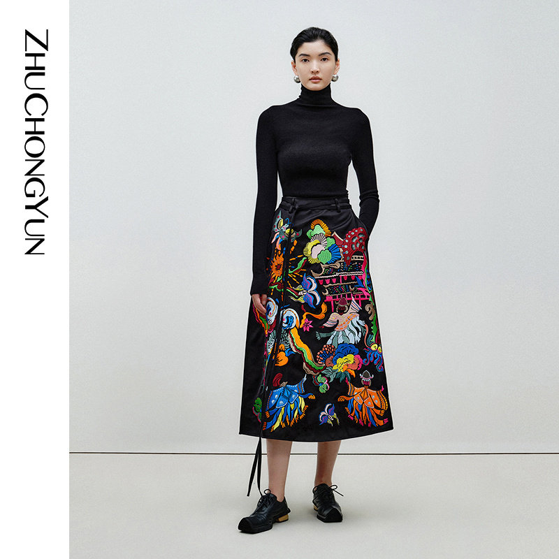 艺术羊绒打底衫ZHUCHONGYUN高领