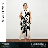 墨点花卉直身无袖 ZHUCHONGYUN夏季 连衣裙 墨氲生花