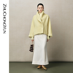 ZHUCHONGYUN2025冬新款 大翻领外套宽松阔型上衣 短款
