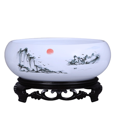 水培花盆陶瓷带底座中式