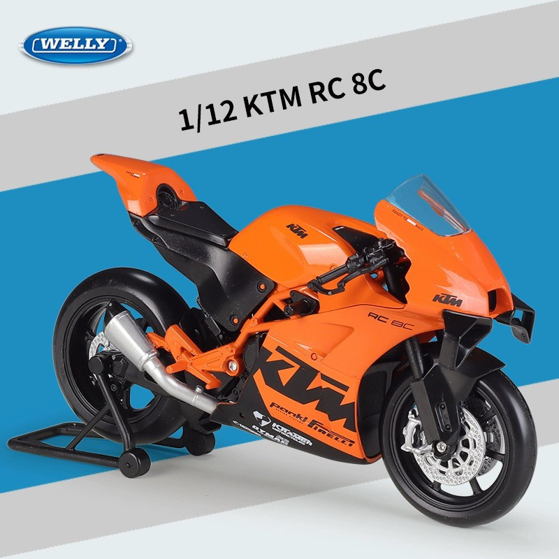威利WELLY1:12KTM RC8C模型公路赛重机车仿真合金成品摩托车玩具