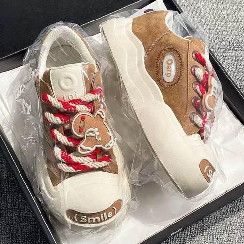 正版白鹿同款开口笑丑萌帆布鞋