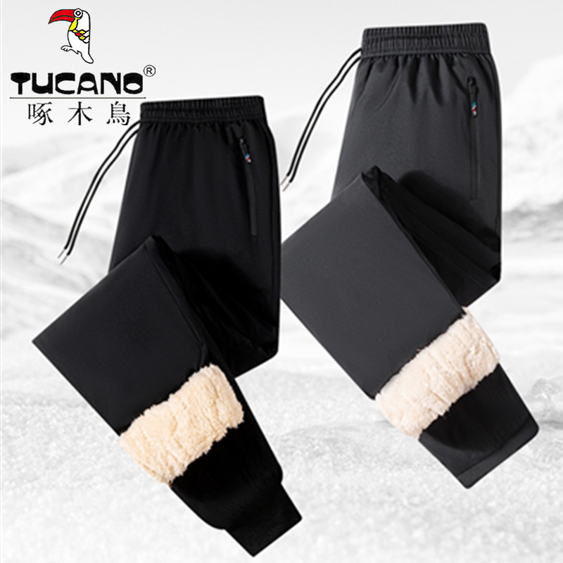 啄木鸟冬季加厚羊羔绒男卫裤