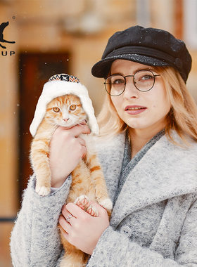 tailup翘尾巴宠物帽子防寒绒帽冬天保暖猫狗雪地棉毛棉帽风雪帽
