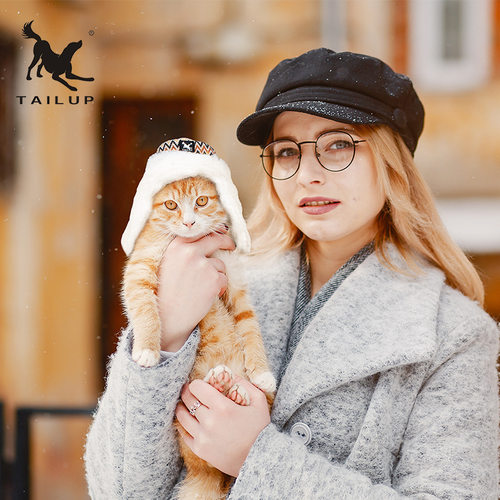 tailup翘尾巴宠物帽子防寒绒帽冬天保暖猫狗雪地棉毛棉帽风雪帽