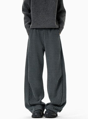 2026新款重磅420g设计感鱼骨纹男大码潮流休闲裤男裤