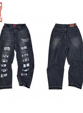 RHIME USA 23FW Logo Patchwork Denim Pants 洗旧破坏牛仔裤