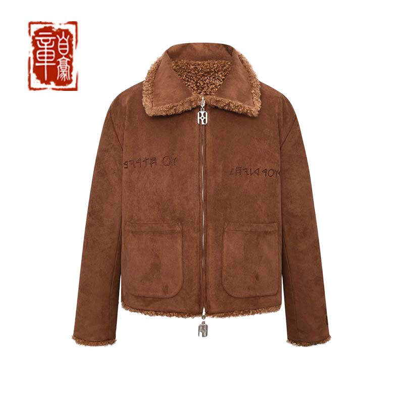 章自豪 BIRTH OF ROYAL CHILD.BORC春季新款男女情侣雕花皮毛夹克