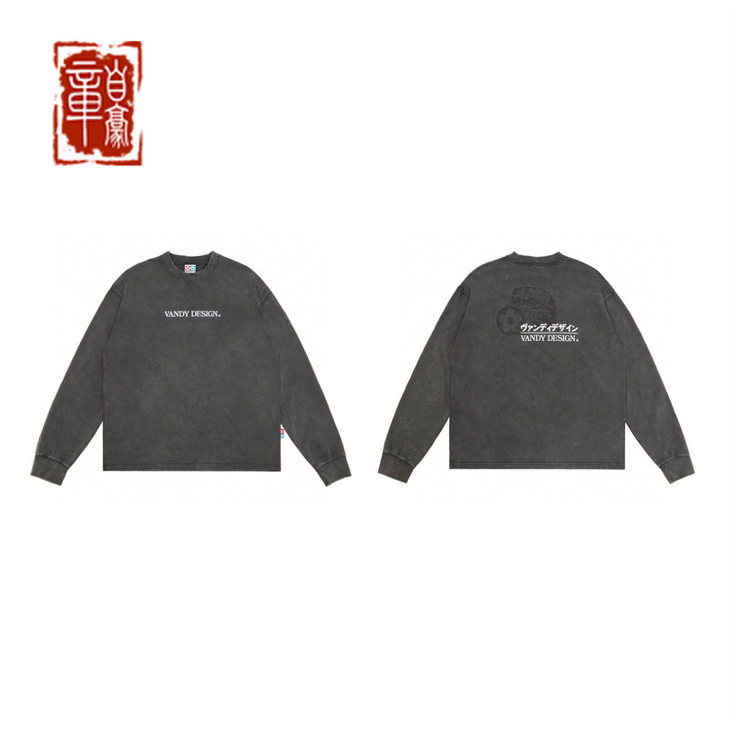 vandythepink 24ss VANDY DESIGN 水洗做旧宽松长袖T恤男女同款