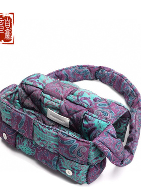 章自豪 Syugopaisley 腰果花拼色编织挎包 紫色 knowknow同款
