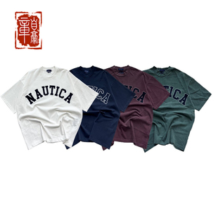 章自豪 诺帝卡Nautica长谷川监制水洗打底条纹短袖T恤Tee现货正品